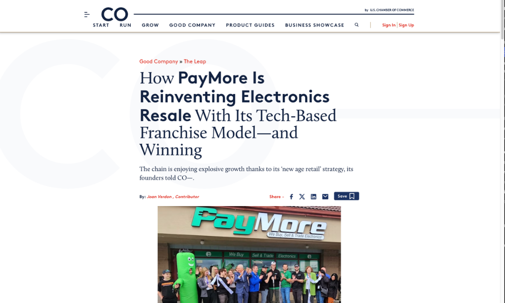 PayMore Featured by the U.S. Chamber of Commerce: Reinventing Electronics Resale